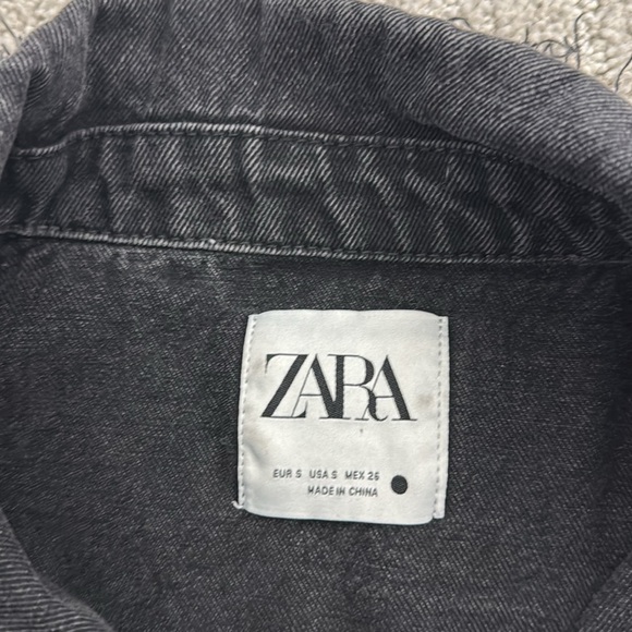 Zara Rhinestone Fringe Black Denim Jacket Jean Western Country Rodeo jeweled - Picture 6 of 8